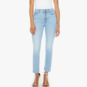 MOTHER High Rise Blue Jeans Slim Straight Leg